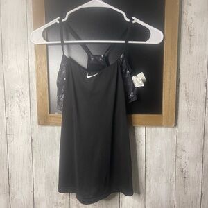 Nike Black White Built In Bra Swim Tank Top Women's Size Medium S